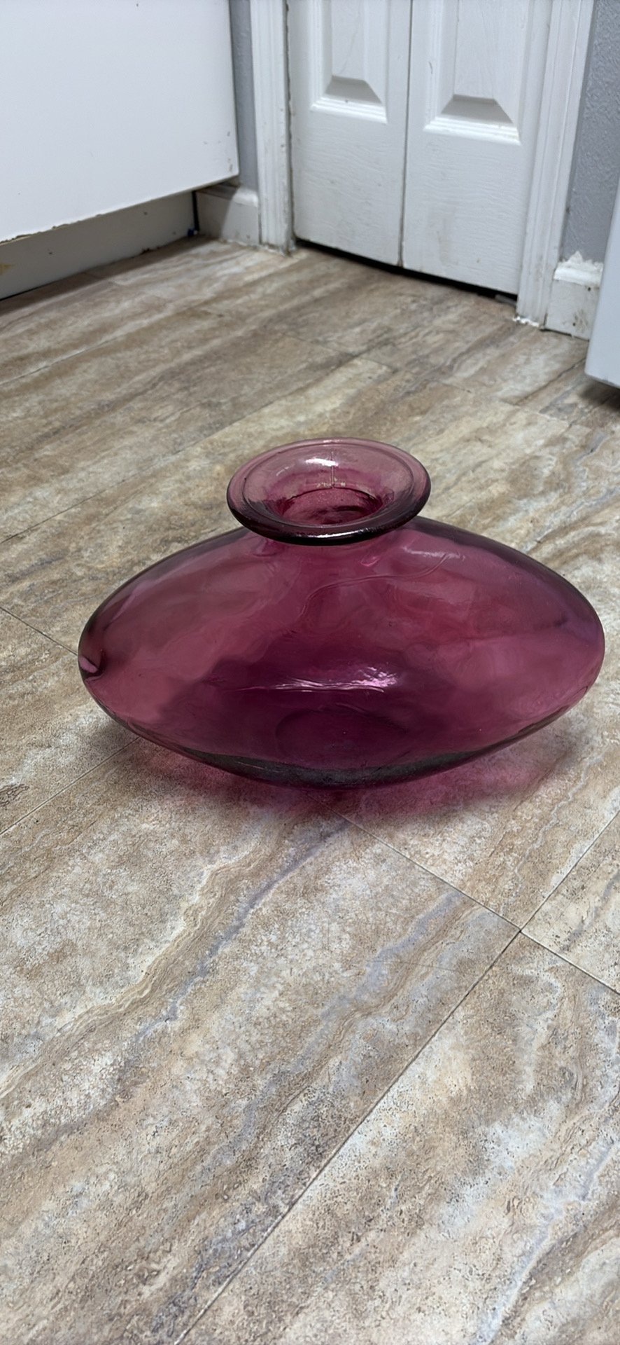 Purple Flattened Glass Vase