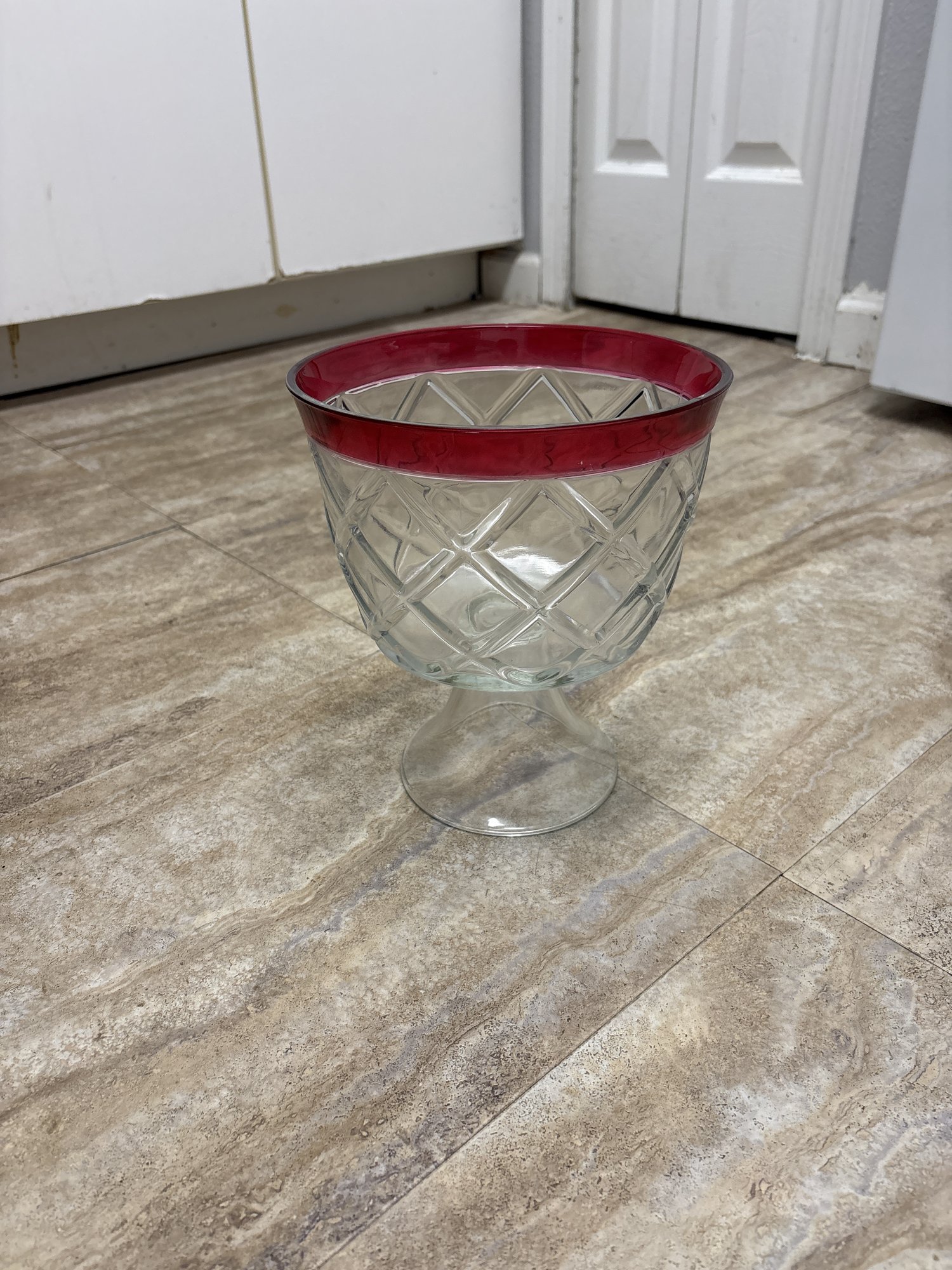 Vintage Indiana Glass Ruby Band Trifle Bowl