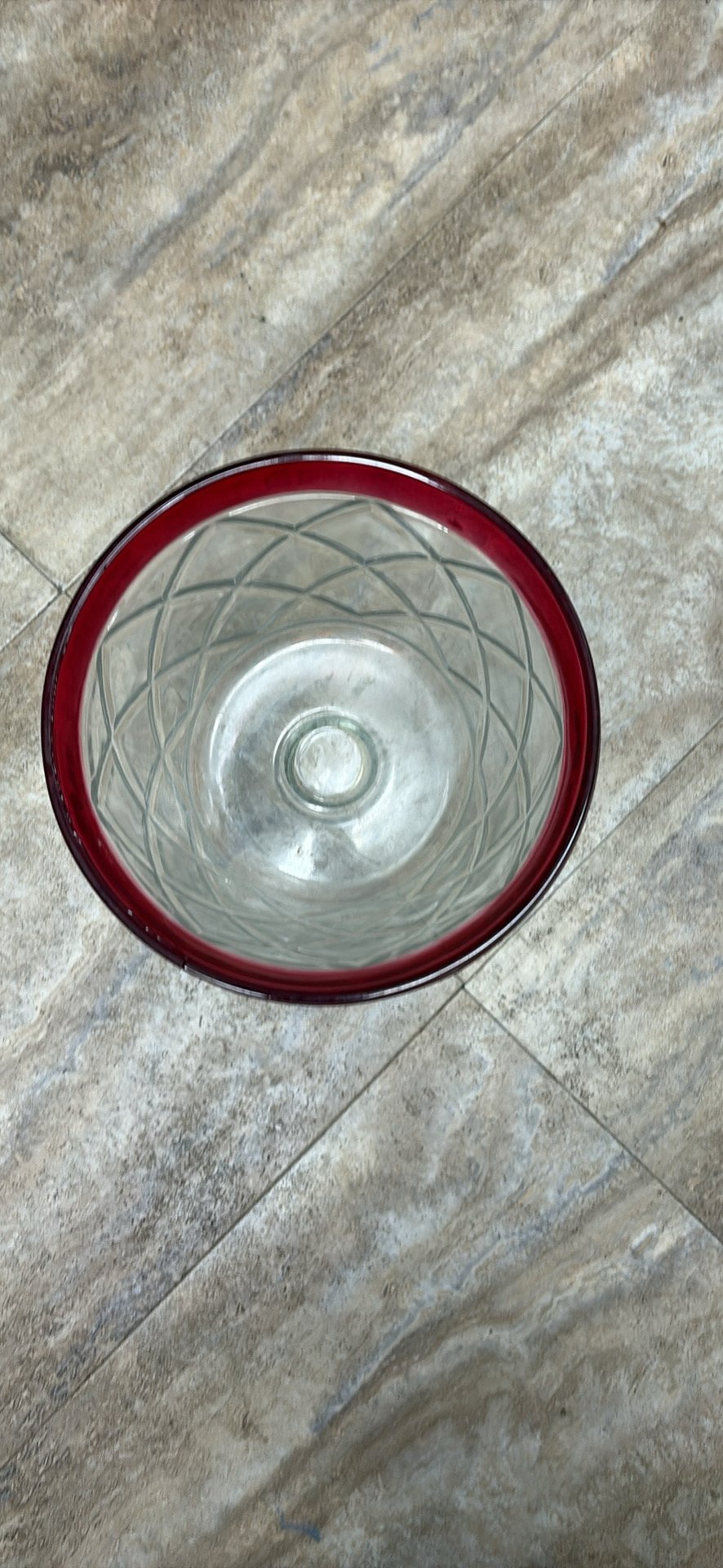 Blown Glass - Vintage Indiana Glass Ruby Band Trifle Bowl - Good used condition - photo 4