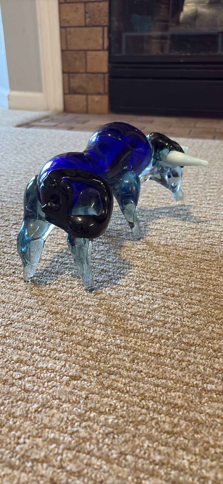 Murano - Hand-Blown Cobalt Blue Glass Bull Figurine - Cobalt Blue - Good used condition - photo 4