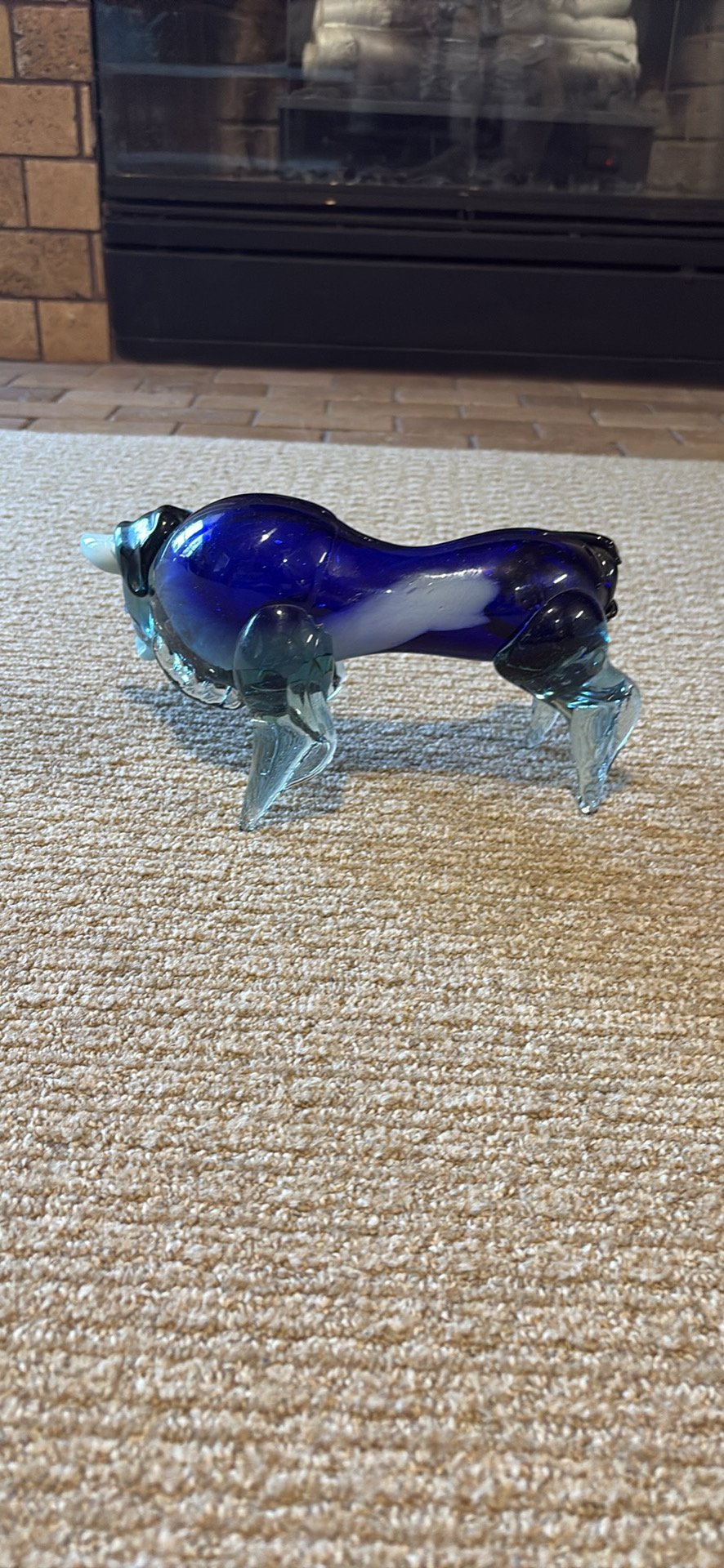 Murano - Hand-Blown Cobalt Blue Glass Bull Figurine - Cobalt Blue - Good used condition - photo 3