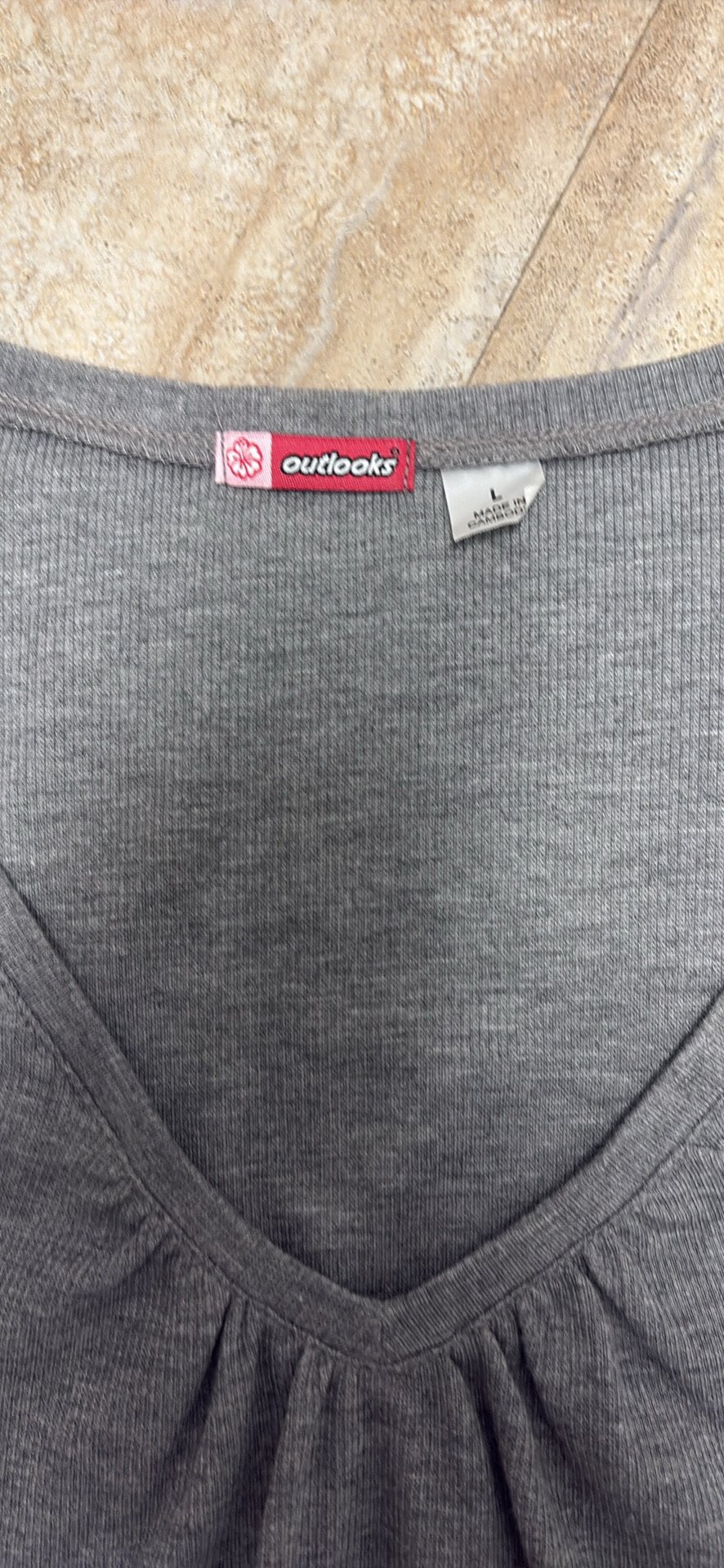 Outlooks - Outlooks Medium Grey Heather Lace Trim Long Sleeve Top - Size L - Gray - New with tags - photo 4
