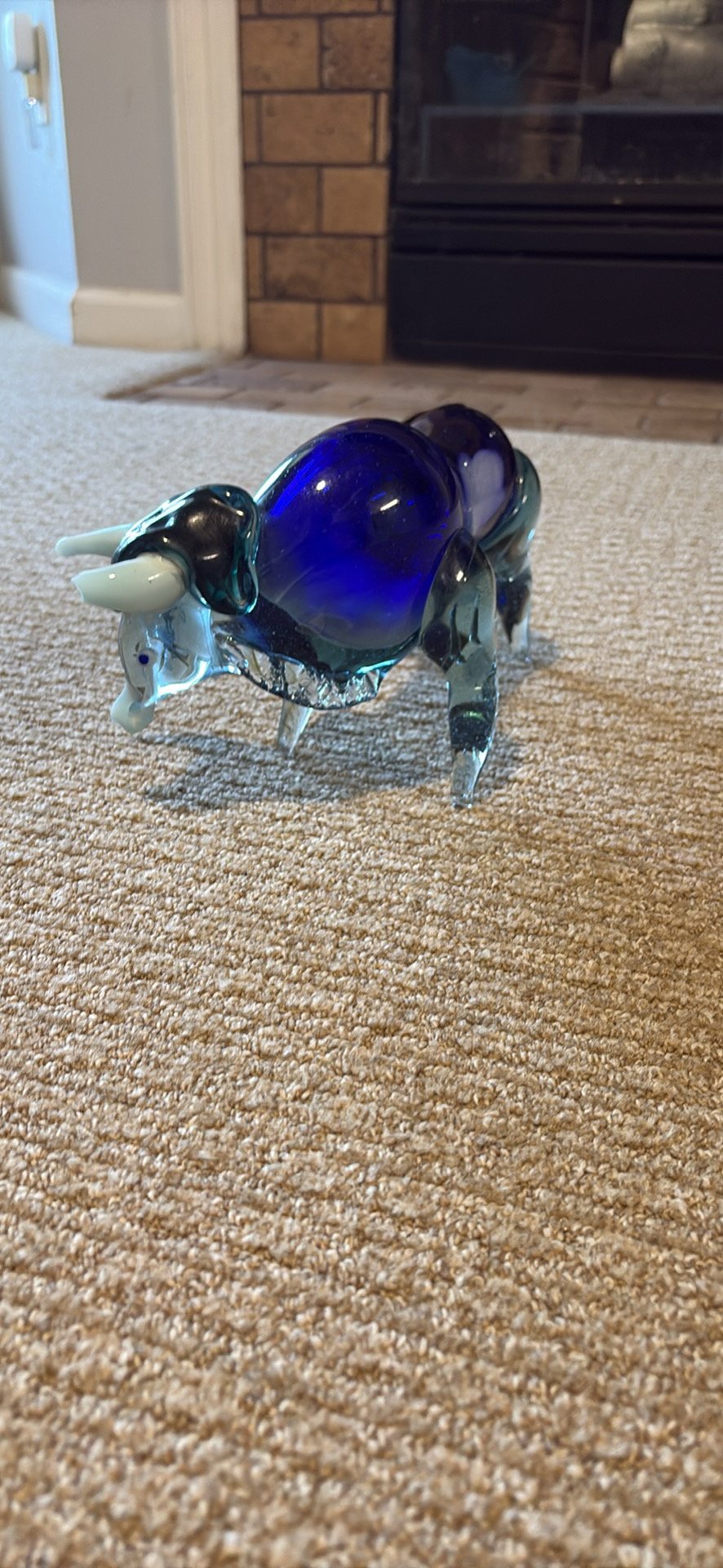 Murano - Hand-Blown Cobalt Blue Glass Bull Figurine - Cobalt Blue - Good used condition - photo 2