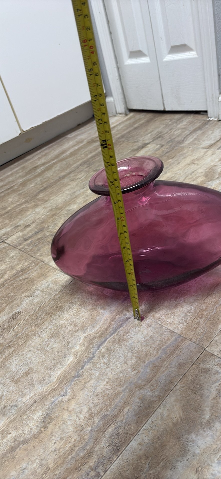 Blown Glass - Purple Flattened Glass Vase - Good used condition - photo 4