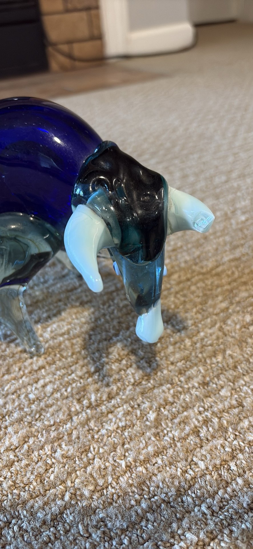 Murano - Hand-Blown Cobalt Blue Glass Bull Figurine - Cobalt Blue - Good used condition - photo 5