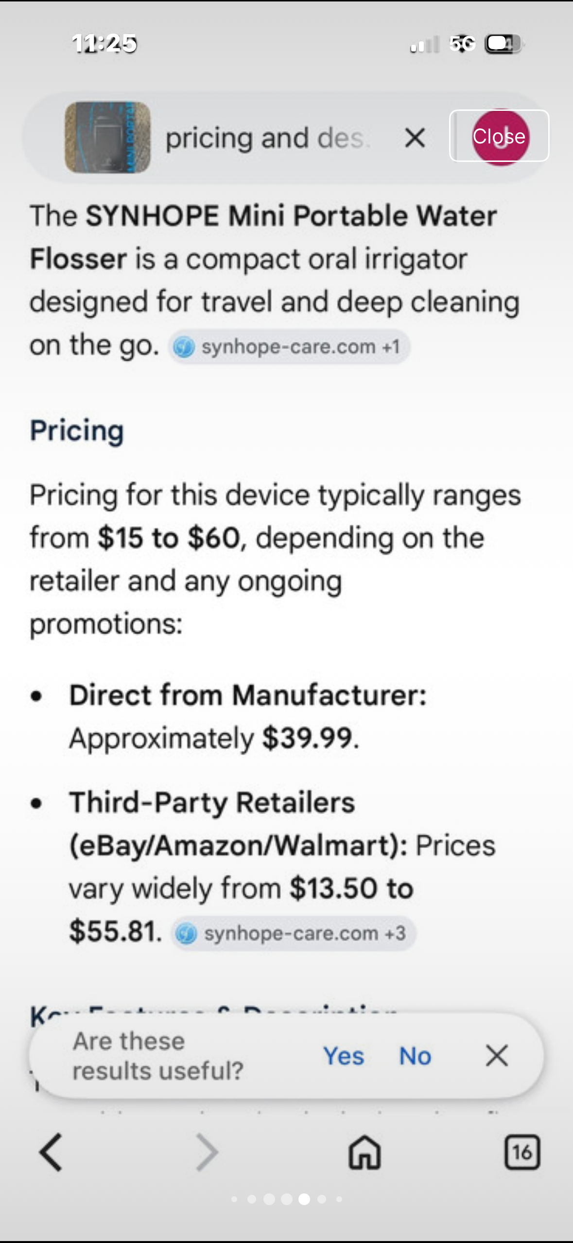 Synhope - SYNHOPE Mini Portable Water Flosser - New without tags - photo 5