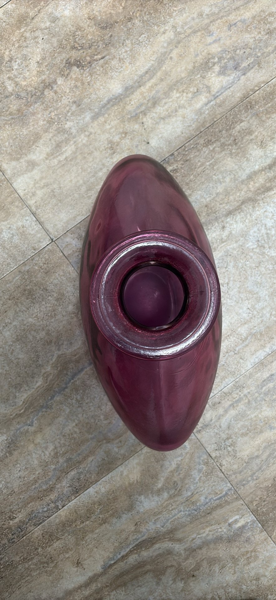 Blown Glass - Purple Flattened Glass Vase - Good used condition - photo 3
