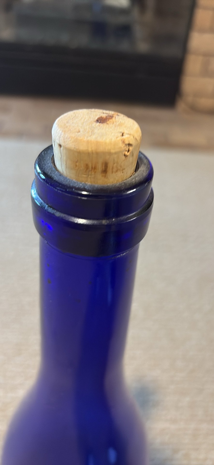 Cobalt Blue Glass Bottle with Cork - Cobalt blue - Excellent used condition - photo 3