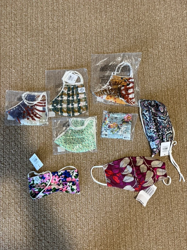 New Vera Bradley Fabric Face Masks (Set of 8)
