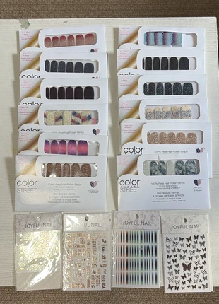 Color Street Nail Polish Strips & Joyful Nail Stickers Bundle (16 pieces)